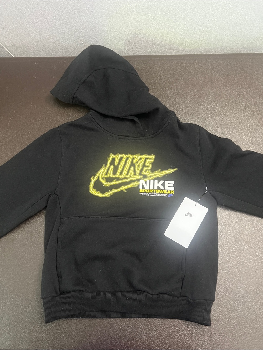 Nike Black Hoodie with Neon Yellow Swoosh